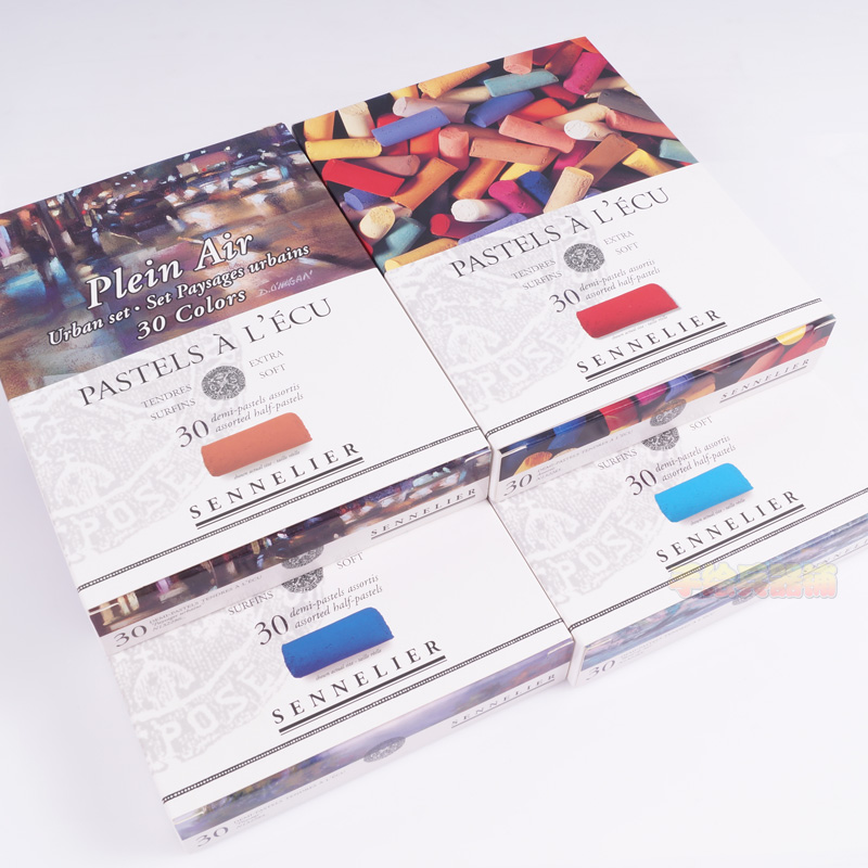 法国SENNELIER申内利r尔色粉笔PASTELS 30色半支软质风景色粉彩棒