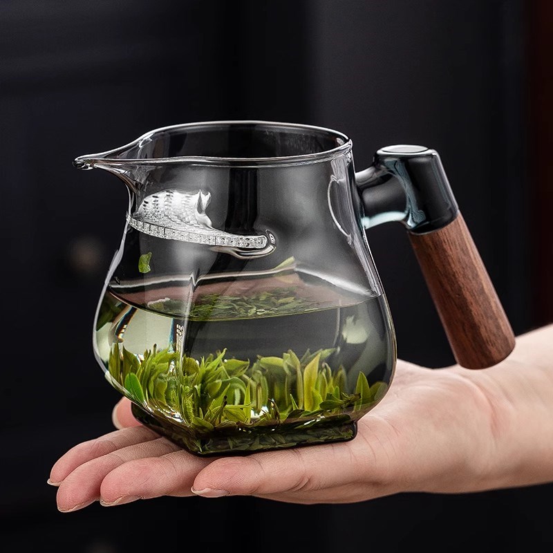 耐高温玻璃茶壶月牙过滤泡茶壶加厚一体K式分茶器高档玻璃公道杯