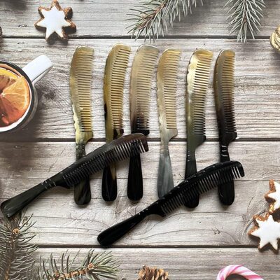 窄边梳齿小防静电便携发梳家用条用长柄梳子小密男士美耐牛角梳