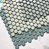 砖马赛克绿色 纽扣圆形洗手间背景墙粉色厨房浴室墙砖 窑变釉玄关