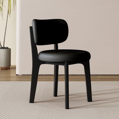 实木餐厅简约现代网红餐椅家用轻B奢极简椅子奶油风意式黑白餐桌