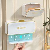 免打孔卫生间沥水壁挂式 带盖高档翻盖放置物架家用肥皂盒香皂格双