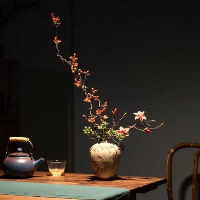 新中式侘寂风陶瓷花瓶禅意花插客厅玄关摆件宋代R美学酒店民宿装