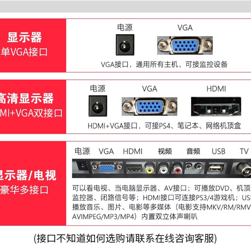 显示器24寸22/20/19高清HDMI台式电脑监控显示屏幕无边框曲面27寸