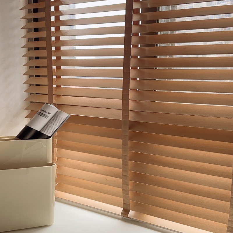 实木百叶窗帘客厅阳台卧室办公室电动木帘木质百叶帘遮光升降卷帘