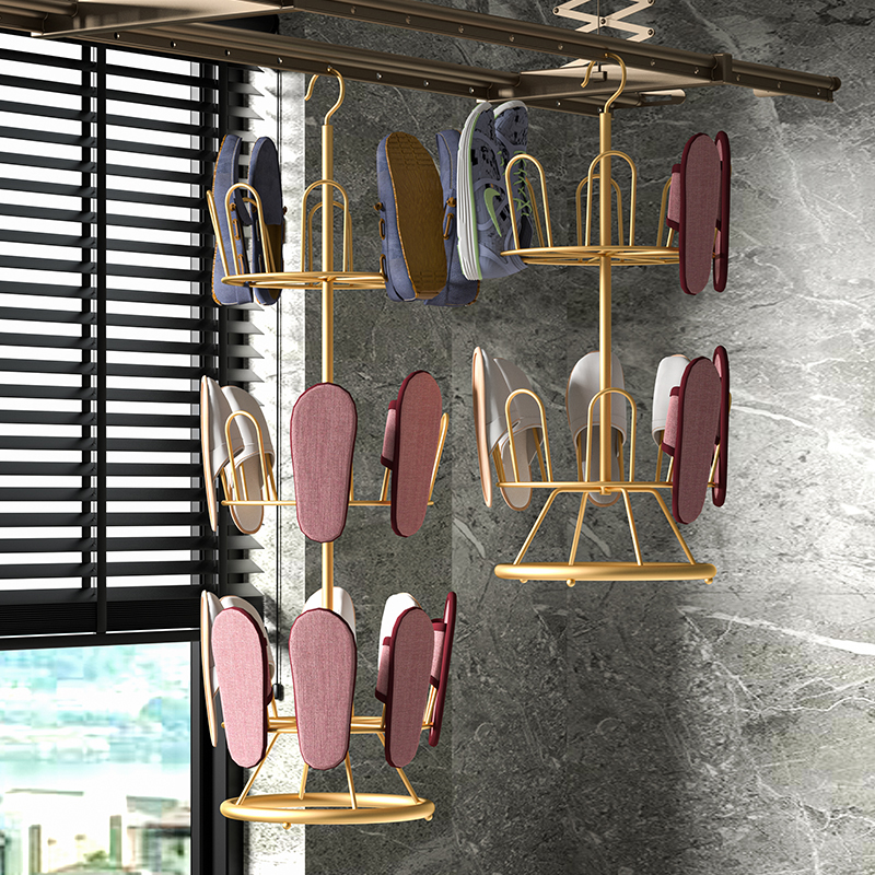 晾鞋架室外阳台多层简易家用拖鞋挂架旋转鞋架落地晒鞋铁艺晾晒架