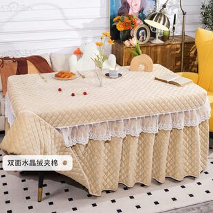 新款 加厚烤火被纯色加绒电炉罩方桌罩 烤火罩长方形电取暖桌罩冬季