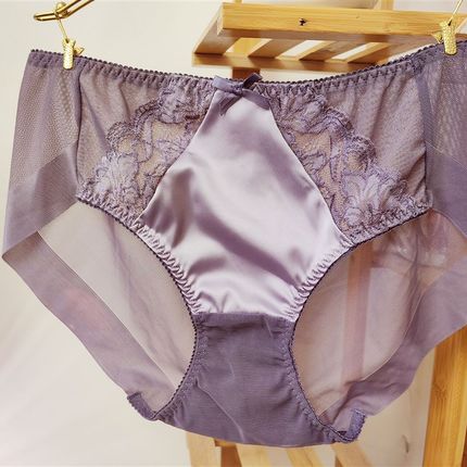 国专爱M高端高腰丝网仿真丝缎无痕蕾丝性感内裤五色全店满68包邮