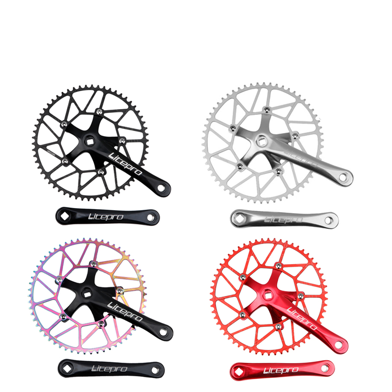 LITERPO方孔曲柄正负齿牙盘130BCD46 52 58T折叠车改装曲柄牙盘