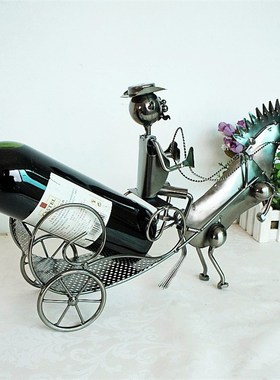 特价金属创意马拉车造型红酒架家居摆件装饰品手工制造 YXL006