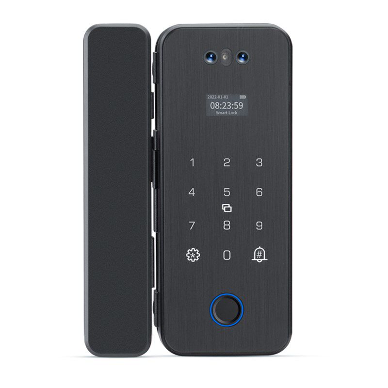 人脸识别智能锁办公室玻璃门锁密码锁单门双门推拉门免开孔指纹锁