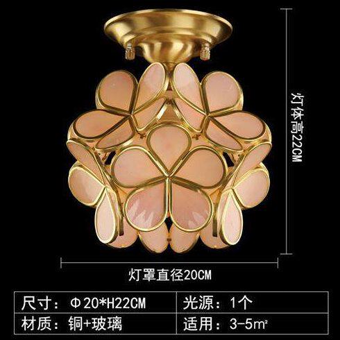 欧式入户进门走廊门厅全铜吸顶灯单头艺术铜花瓣玄关灯具6036 单