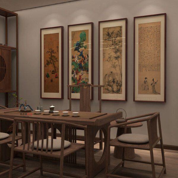 米亦堂x听琴图 新中式大气山水禅意国画客厅餐厅玄关书房竖版挂画