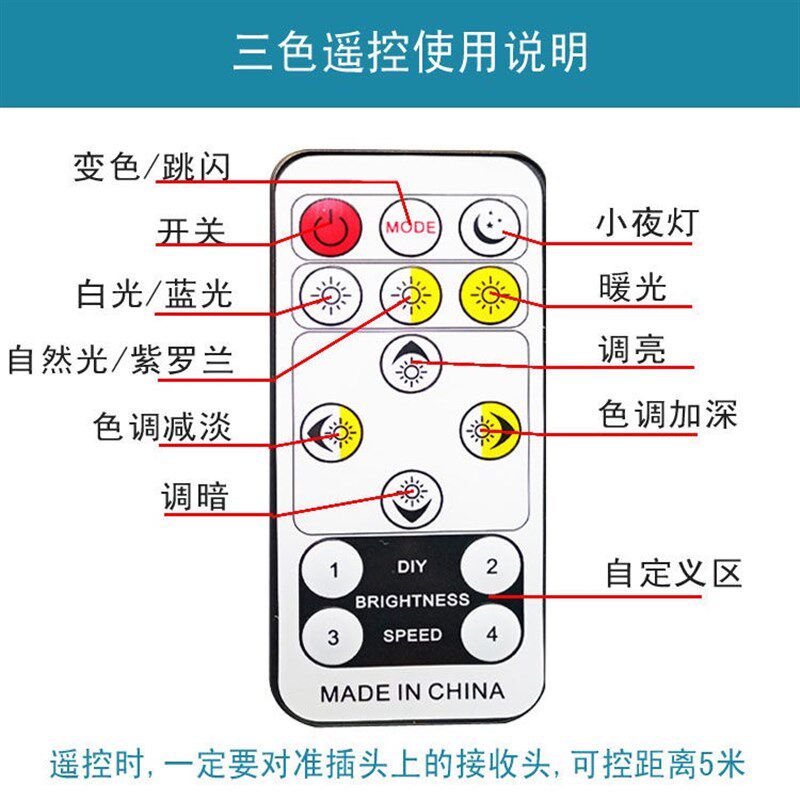 led三色变光灯带遥控双排插头5730家装吊顶220v智能单色控制器