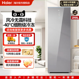 海尔210L立式冰柜小型家用冷柜冷冻风冷无霜一级能效抽屉式侧开门