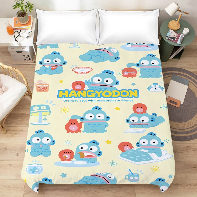 可爱丑鱼床单卡通k少女心床笠床上用品单件被单儿童学生宿舍磨毛