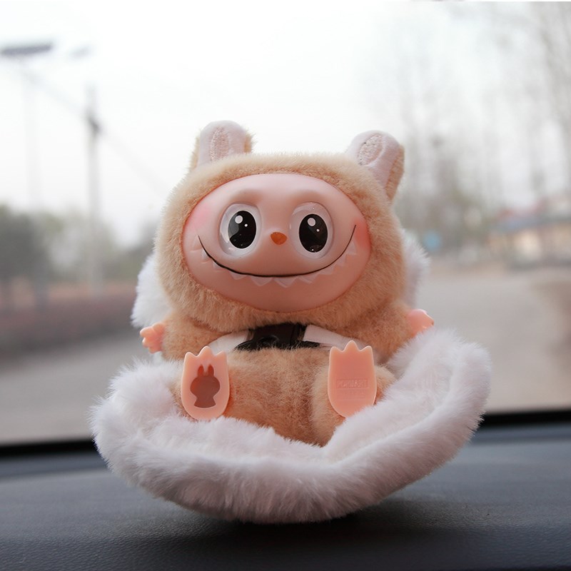 拉布布车载安全座椅汽车公仔座z椅中控台汽车摆件棉花娃娃毛绒座