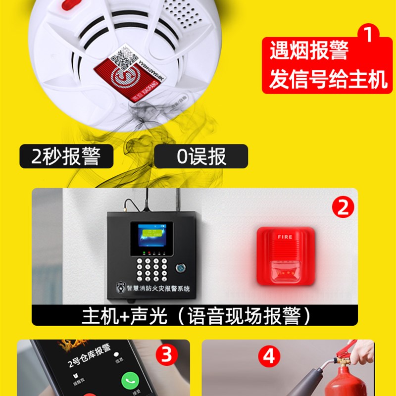 烟雾报警器无线烟感器商用火灾感应探测消防报警系统智能远程联网