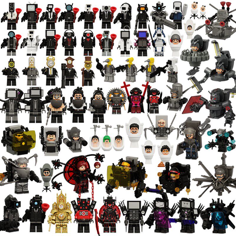 中国积木马桶人vs监控人人仔泰坦音箱人和电视人手办拼装积木玩具