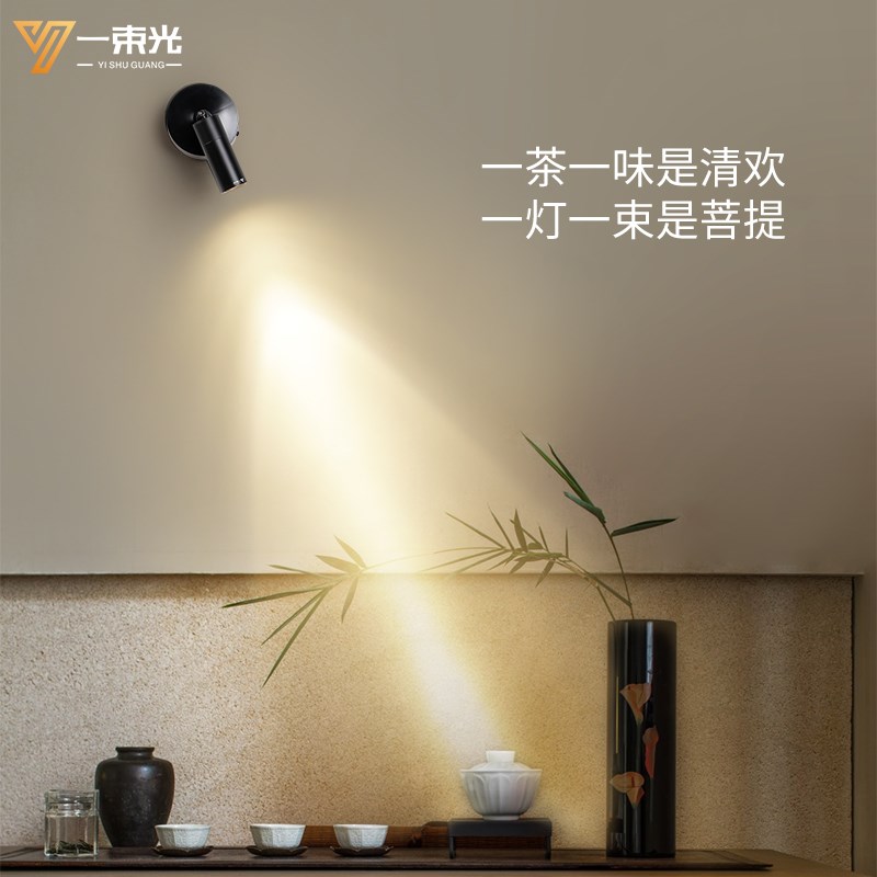 一束光聚光射灯无线可充电遥控调光定时开关佛像龛摆件植物造景灯