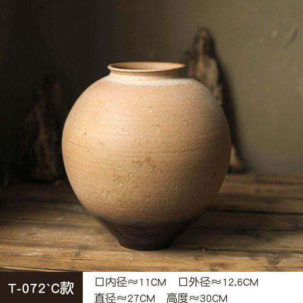 镧林禅意粗陶手工艺术陶瓷花瓶室内装饰摆设复古民宿陶罐插花摆件