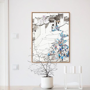 必画吴冠中装饰画中式客厅沙发背景墙挂画玄关书房壁画水墨画风景