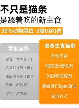 滋奇猫咪主食猫条湿粮 添加挪威Epax鱼油营养补水成幼猫条16g/支