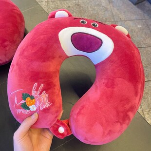 脖子U型枕草莓熊记忆棉办公室学生午睡枕护颈椎便携旅行u形枕头女