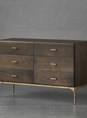 北欧表情6抽边柜实木六斗柜玄关柜工业风复古收纳客厅装饰餐边柜