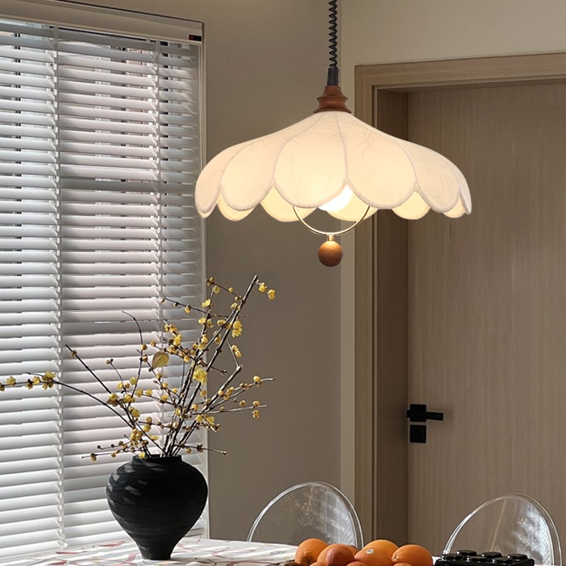 法式奶油风花瓣布艺m吊灯中古复古餐厅书房衣帽间卧室茶室民宿灯