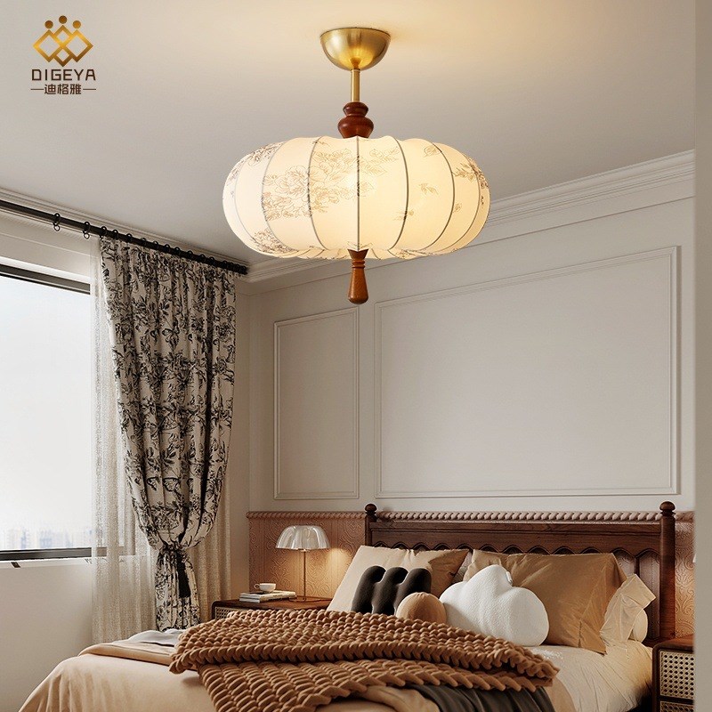 迪格雅法式中f古风卧室布艺吊灯侘寂风南洋主卧高级感床头吊灯灯