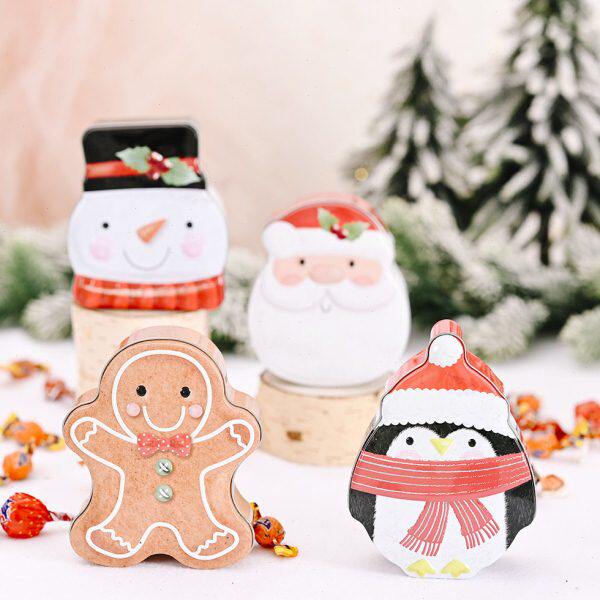 礼品盒圣诞创意小卡通马口铁盒人盒子装饰用品老人节雪礼物盒新款