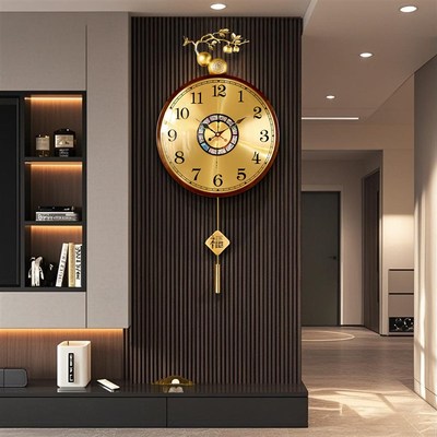 挂钟客厅大d气高端高级感钟表复古挂墙时钟2025新款免打孔创意家