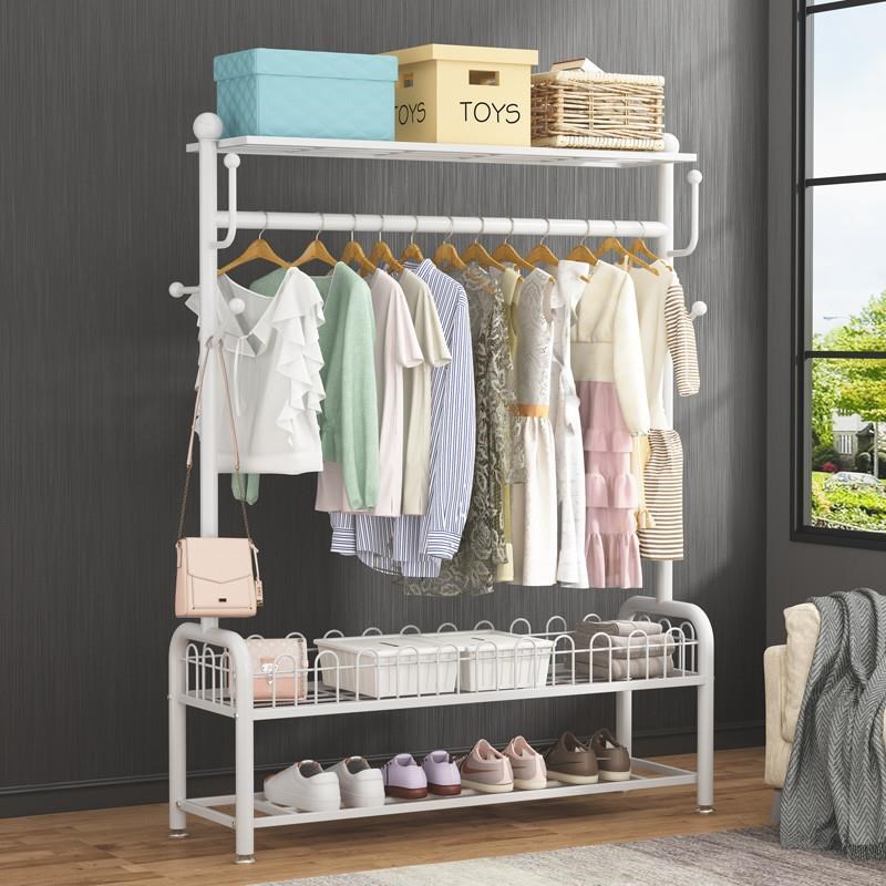 晾衣架落地可折叠卧室挂衣架阳y台奶油风收纳晒被子家用简易衣帽