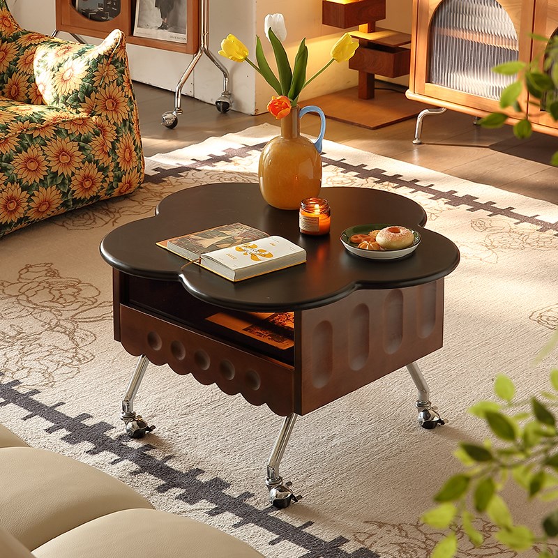 中古风实木d可升降移动储物小茶几客厅沙发多功能推车边几茶台桌