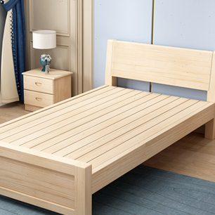 实木床现代简约单人床胡桃色白色清漆原木卯榫床经济型1米1.2m1.5
