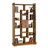 榆木博古架多宝阁玄关架子简约原木置物架实木古董陈列架古典书架