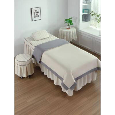 适用新款美容床罩四件套简约欧式按摩床罩纯色美容床四件套洗头床