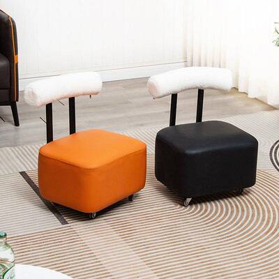 适用万向轮小凳子家用矮凳滑轮小板凳门口换鞋凳客厅沙发凳靠背小