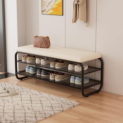 适用超窄23CM换鞋凳家用门口进门穿鞋凳鞋架一体软入户鞋柜皮革换