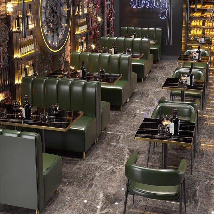 复古酒吧卡座沙发酒馆沙发休闲餐饮咖啡厅奶茶店西餐厅桌椅组合