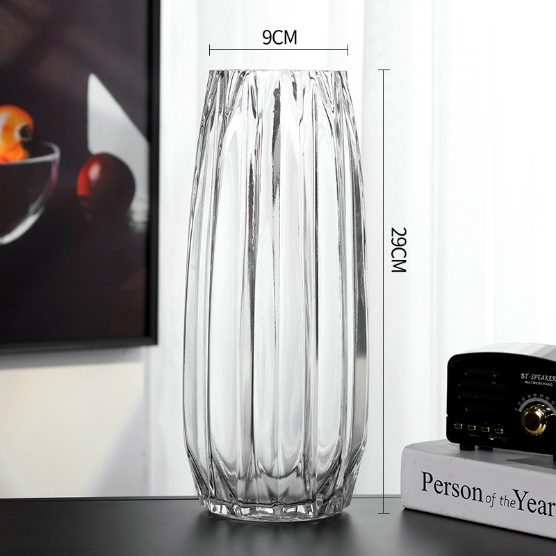 北欧玻璃a透明花瓶大摆件客厅插花创意简约水培鲜花百合家居装饰