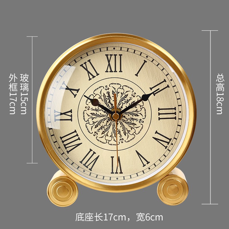 欧式轻奢黄d铜座钟摆钟座钟时尚创意个性客厅台式钟静音摆件坐钟