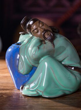 手工雕塑陶瓷李白醉酒诗仙酒仙人物雕塑瓷家居装饰品艺术摆件包邮