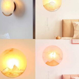 云石铜壁灯新中式客厅电视背景墙过道楼梯间走廊卧室房间床头圆