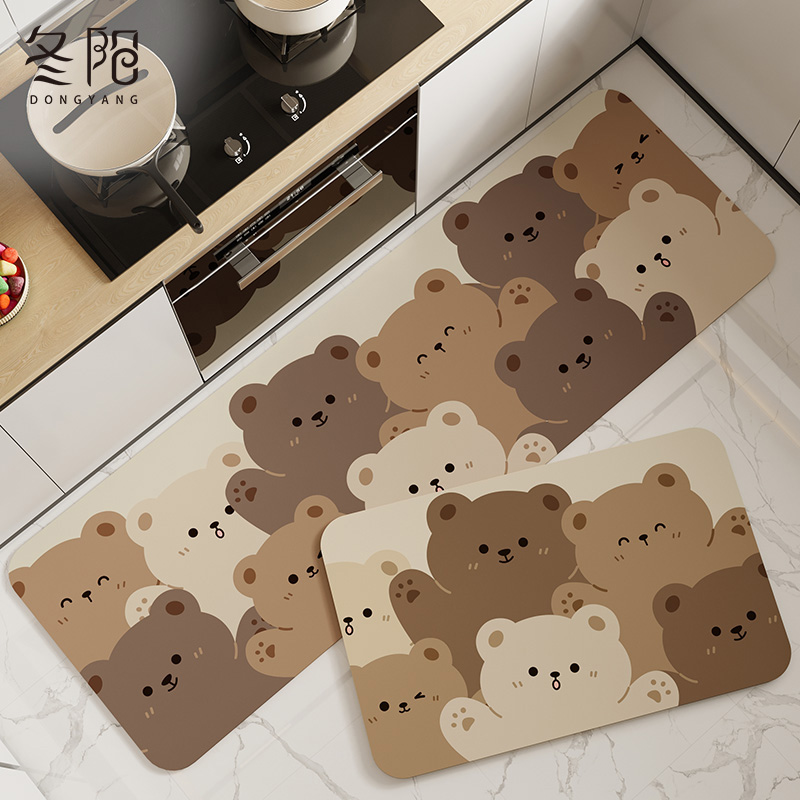 厨房防滑防油地垫可m擦免洗卡通硅藻泥吸水垫门口耐脏垫子防水地