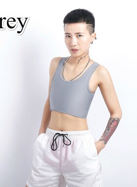 Casual Breathable Buckle Shyort Chest Breast Binder Vest Top