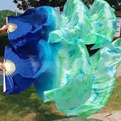 绸扎染真丝舞蹈扇长真丝肚皮舞手工真丝舞蹈扇扇加长扇扇子子