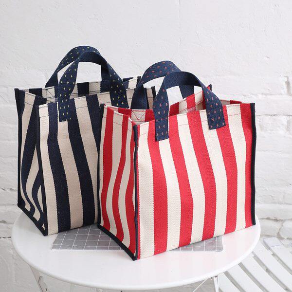 大容量防水环保袋简约学生包购物袋帆布条纹包妈咪包韩版女手提包