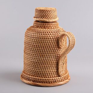 开水壶暖玻璃创意使茶室藤编内胆热水瓶用家用办公水壶保温壶竹编